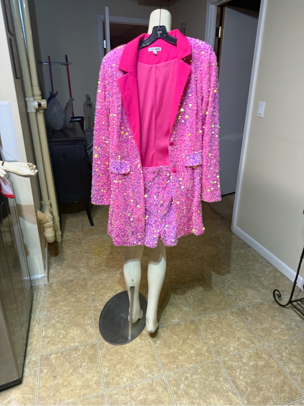 Fashion Nova Hot Pink Sequin Romper